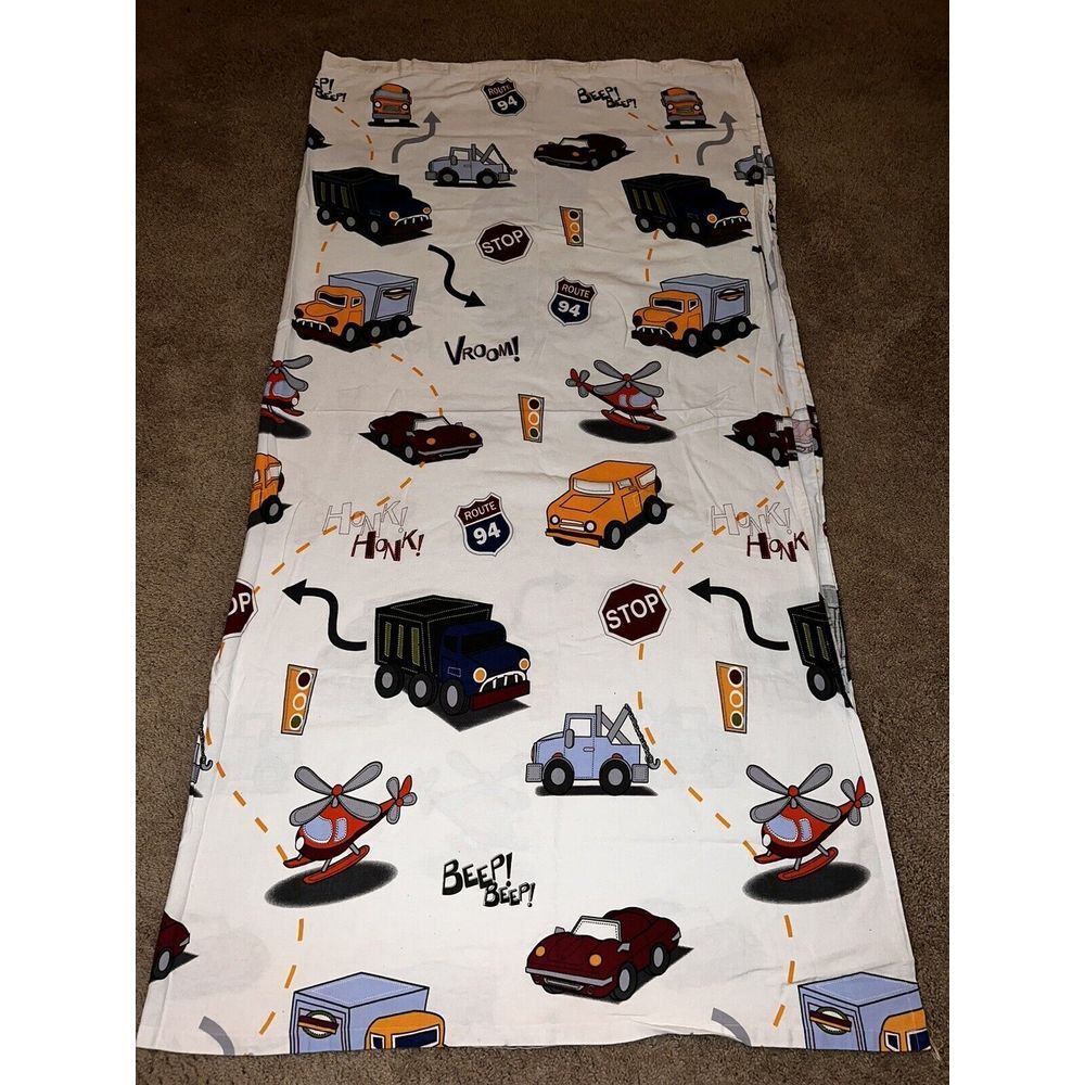 DYR Transportation Cotton Fabric Kids Shower Curtain 72x72 Trucks Cars 🚚